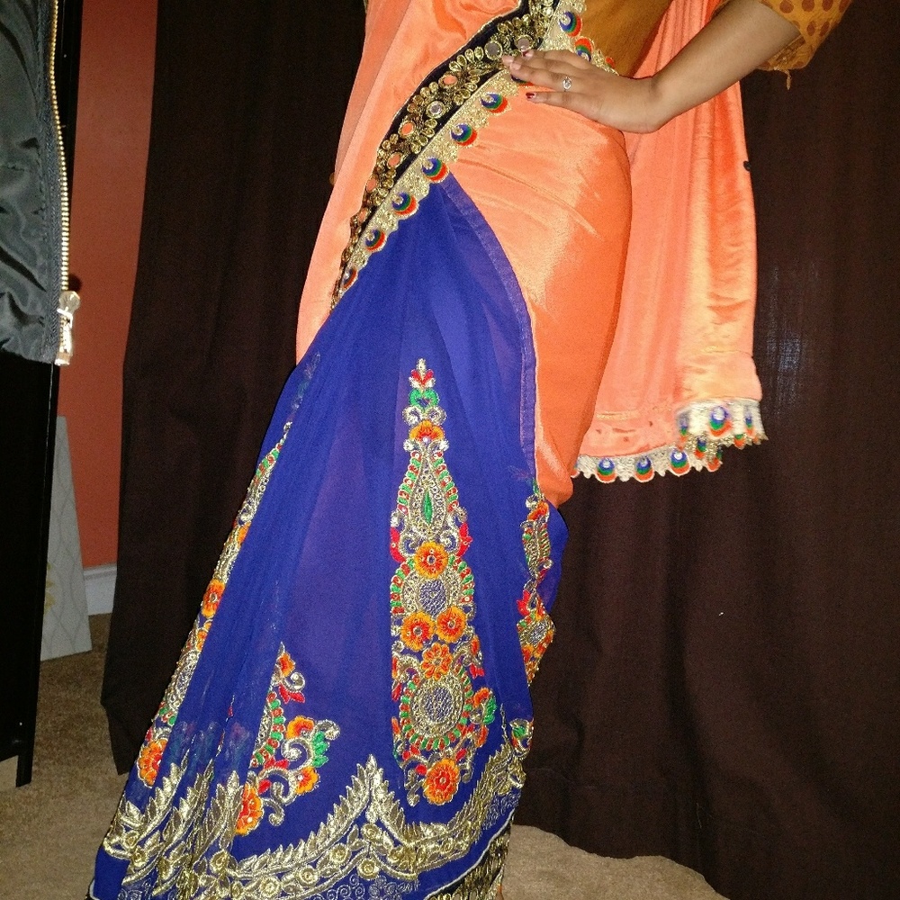 Gorgette embroidery saree